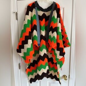 MORGAN FACTORY vintage crochet afghan wrap OS